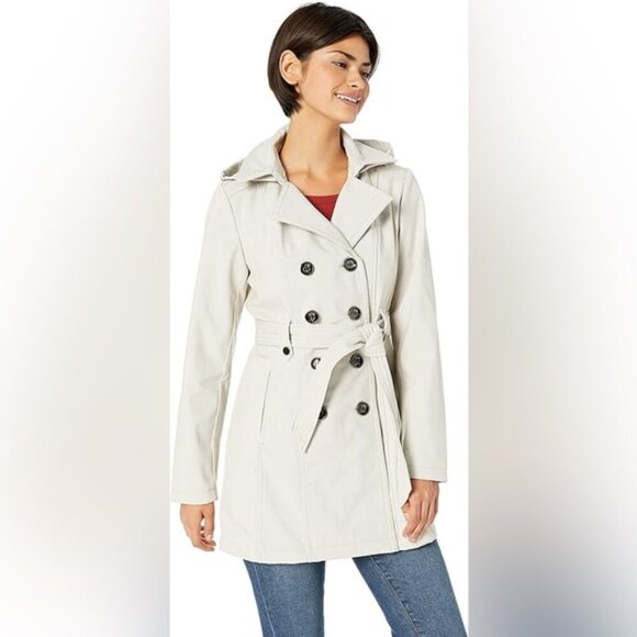Sebby Jackets & Blazers - Sebby Collection Light Grey Water-Resistant Trench Coat – Size 2X